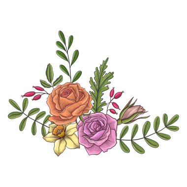 Vintage vektör çiçek bileşimi