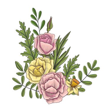 Vintage vektör çiçek bileşimi