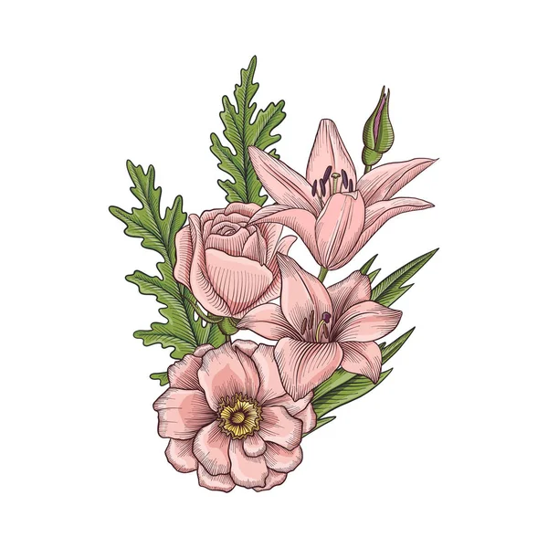 Vintage vektör çiçek bileşimi