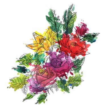 Vintage vektör çiçek bileşimi