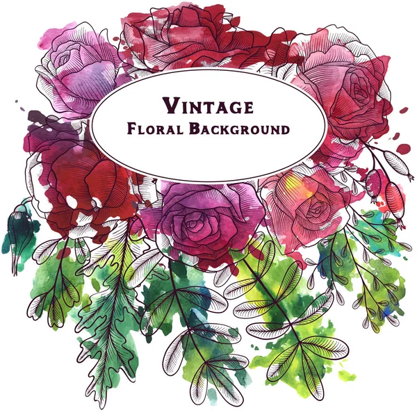 Vetor vintage composição floral — Vetor de Stock