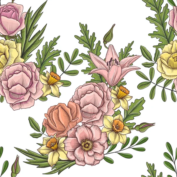 Vintage vector floral seamless pattern — Stock Vector