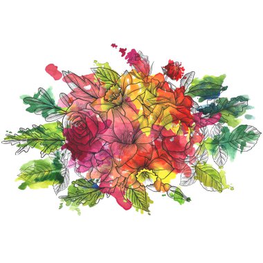 Vintage vektör çiçek bileşimi