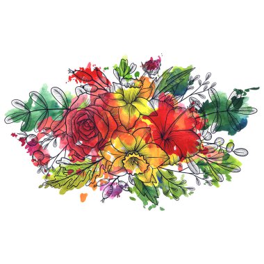 Vintage vektör çiçek bileşimi