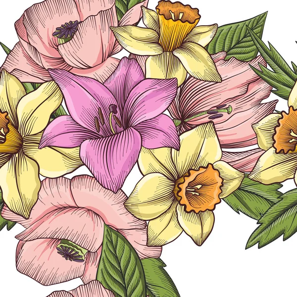 Vintage Vector Floral padrão sem costura — Vetor de Stock