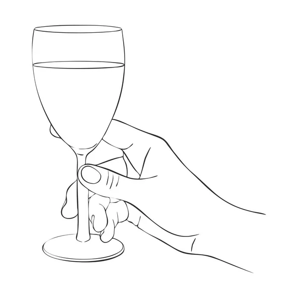 Hand med glas vin — Stock vektor