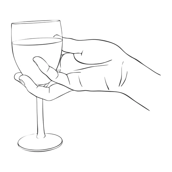 Mano con copa de vino — Vector de stock