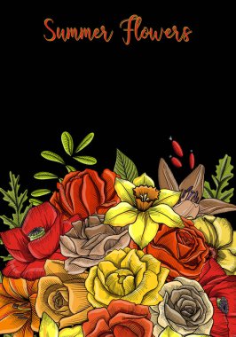 Vintage vektör çiçek bileşimi