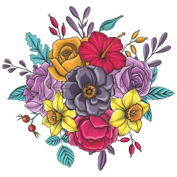 Vintage vektör çiçek bileşimi