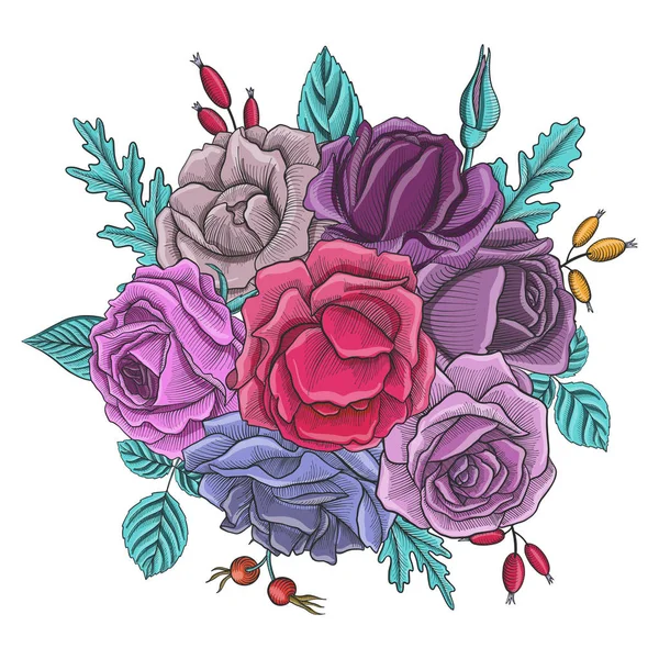 Vintage vektör çiçek bileşimi