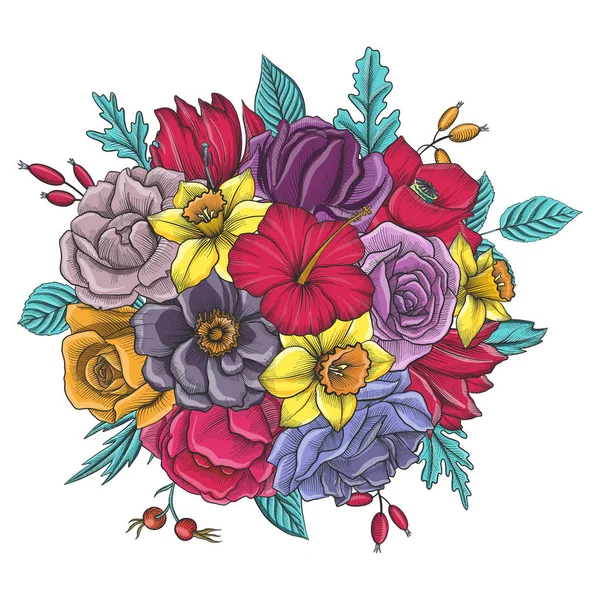 Vintage vektör çiçek bileşimi