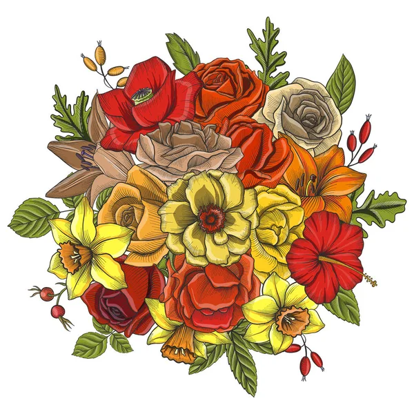 Vintage vektör çiçek bileşimi
