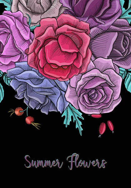 Vintage vektör çiçek bileşimi