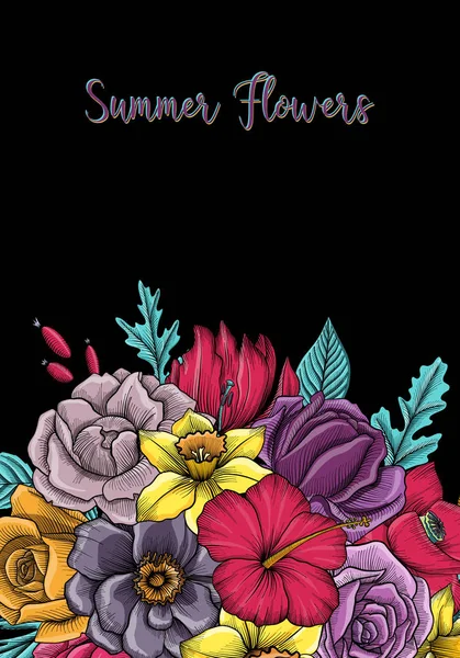 Vintage vektör çiçek bileşimi