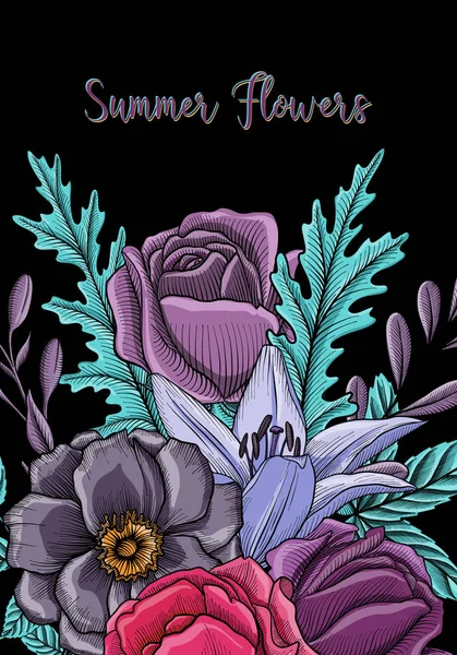 Vintage vektör çiçek bileşimi