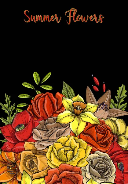 Vintage vektör çiçek bileşimi