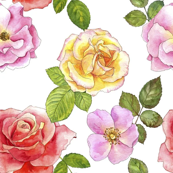 Motif sans couture avec aquarelle dessin roses — Photo