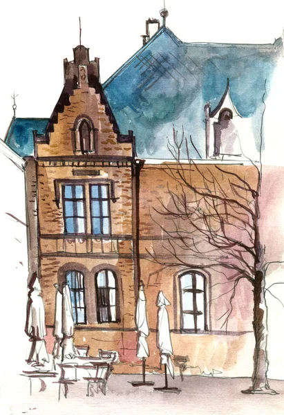 Şehrin suluboya siluetleri