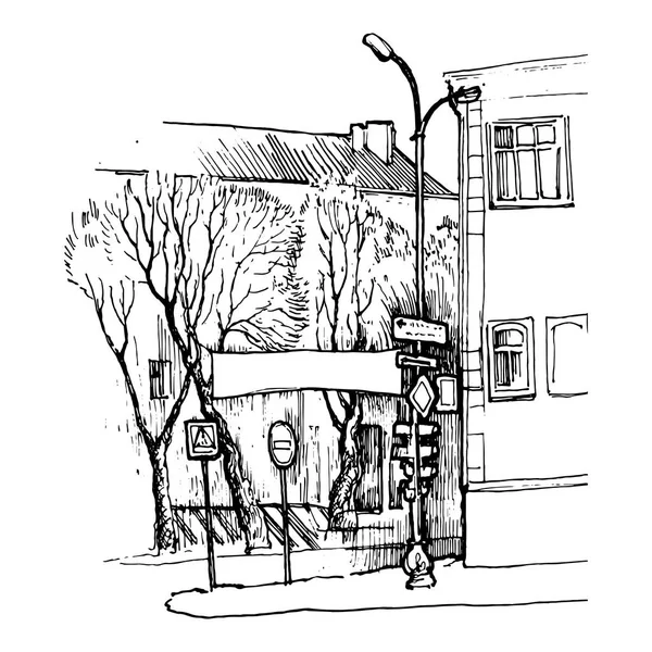 Croquis vectoriel de la rue de la ville — Image vectorielle