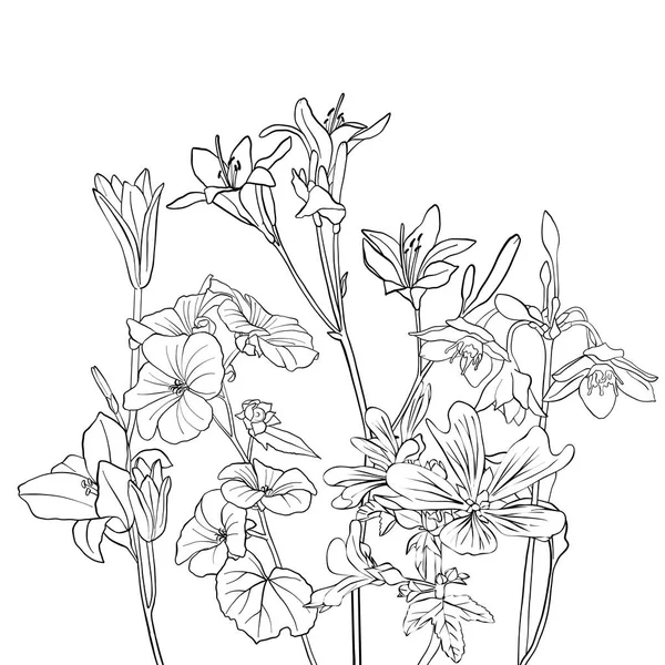 Vector dibujo flores — Vector de stock