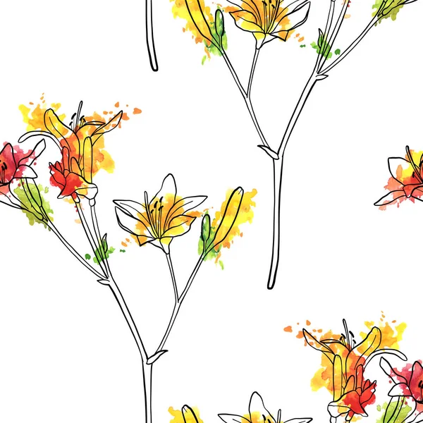 Vector patrón sin costura con flor de lirio — Archivo Imágenes Vectoriales