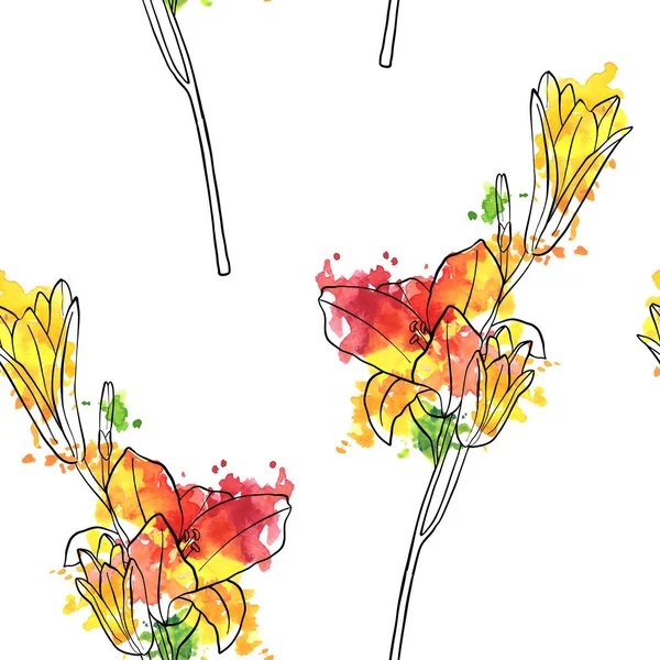 Vector patrón sin costura con flor de lirio — Archivo Imágenes Vectoriales