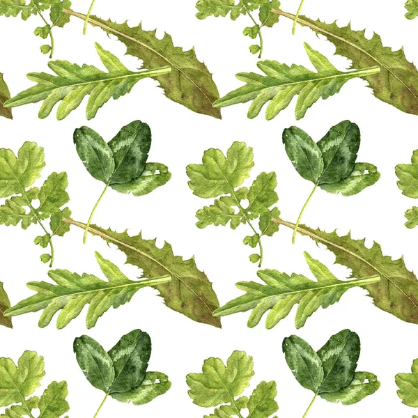 Watercolor seamless pattern with green leaves — Stock Photo, Image