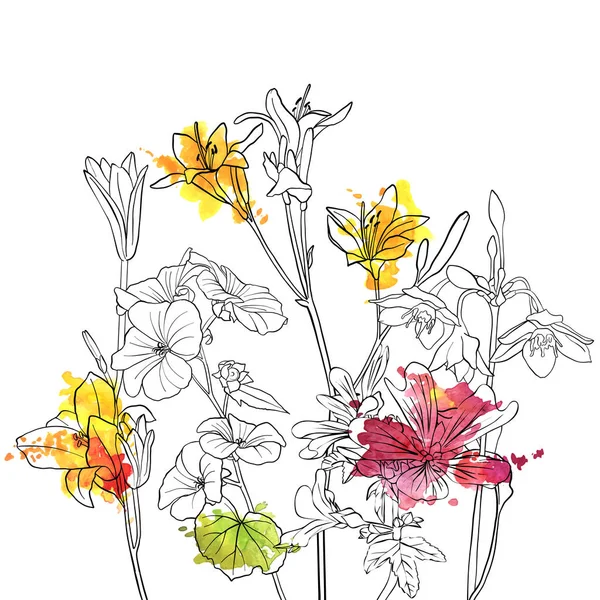 Vectortekening bloemen — Stockvector