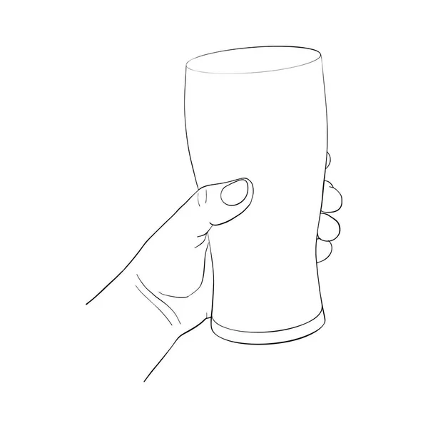 Mano con vaso para cerveza — Vector de stock