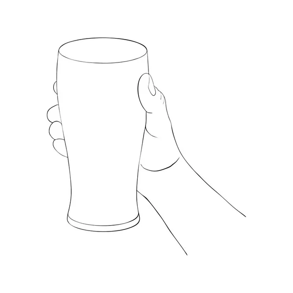 Mão com vidro para cerveja — Vetor de Stock