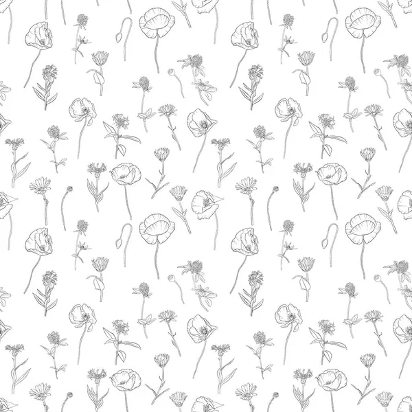 Modèle vectoriel sans couture avec dessin de fleurs — Image vectorielle
