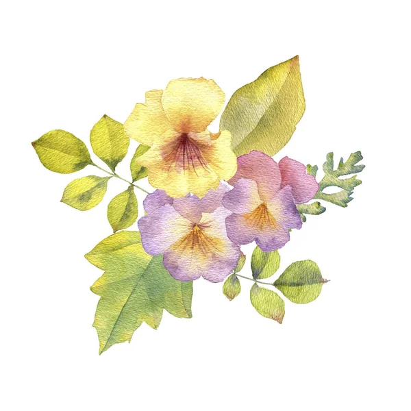 Watercolor drawing flowers — Stock Photo, Image