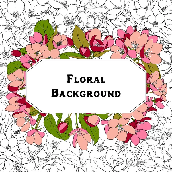 Vector floral sjabloon met appel bloesem — Stockvector