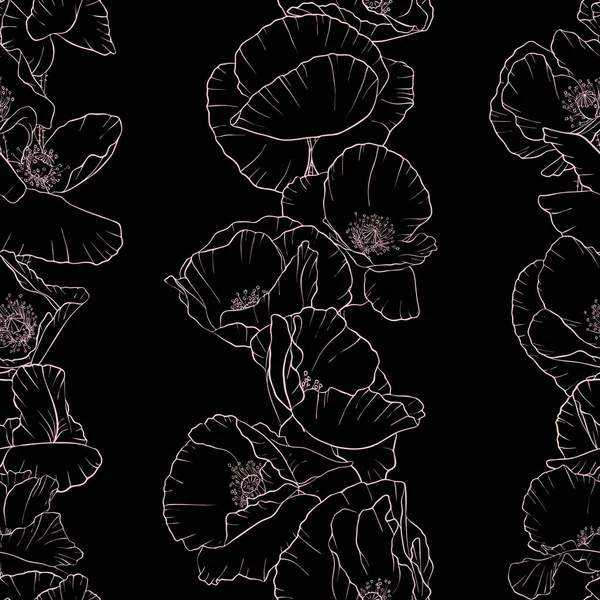 De naadloze patroon vector met de opstelling van de klaproos bloemen — Stockvector