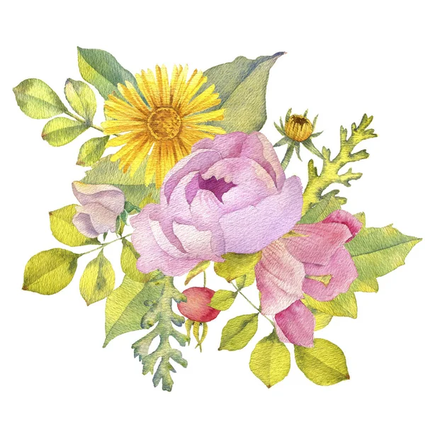 Watercolor drawing flowers — Stock Photo, Image