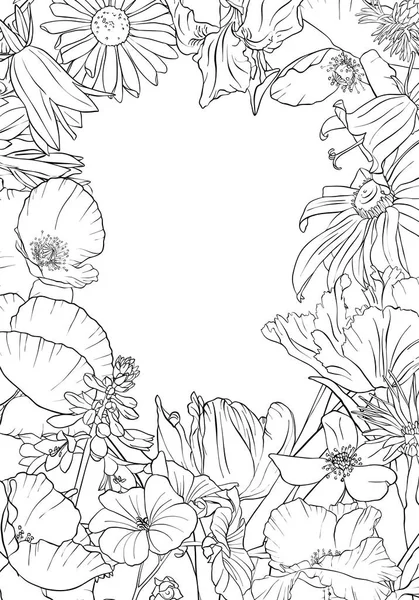 Vector dibujo fondo con flores — Archivo Imágenes Vectoriales