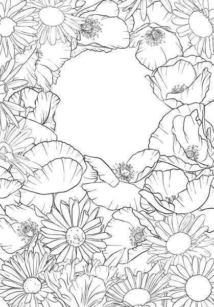 Vector dibujo fondo con flores — Archivo Imágenes Vectoriales