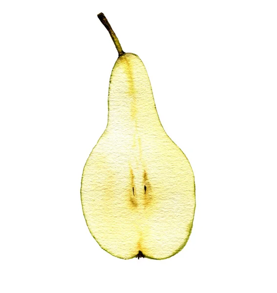 Watercolor drawing green pear — Stock Photo, Image