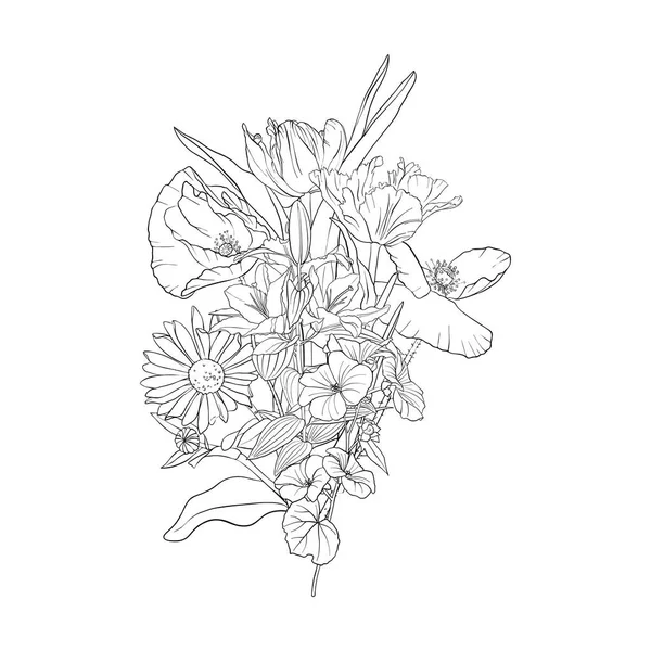 Vektorové kreslení pozadí s květinami — Stockový vektor