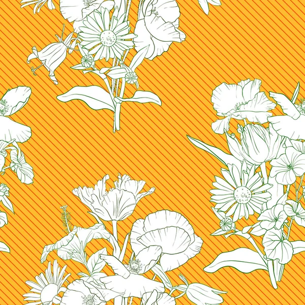 Vector naadloos patroon met bloemen — Stockvector