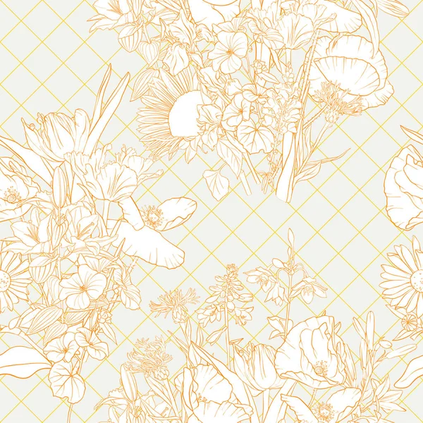 Vector seamless pattern with flowers — Stock Vector