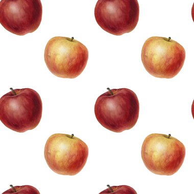 sulu boya çizim seamless modeli ile elma