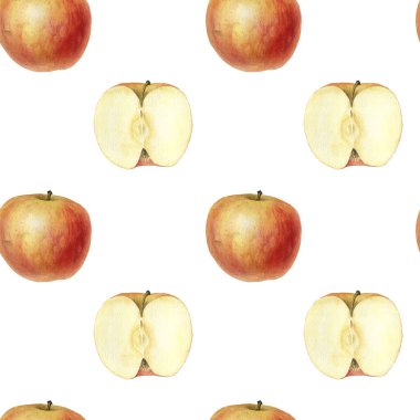 sulu boya çizim seamless modeli ile elma