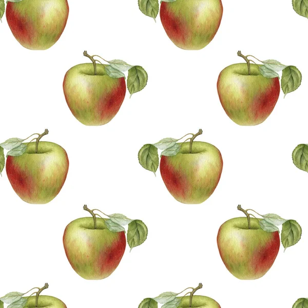 seamless pattern with watercolor drawing apple
