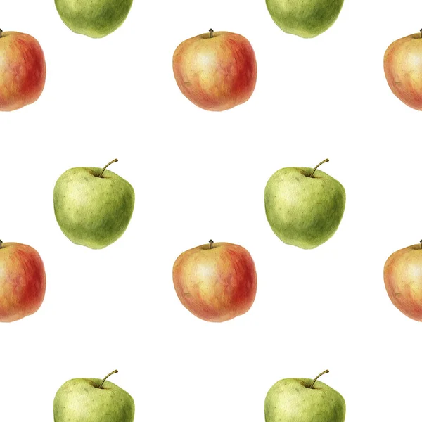 watercolor drawing seamless pattern with apples
