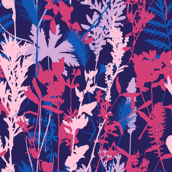 seamless pattern with leaves silhouettes