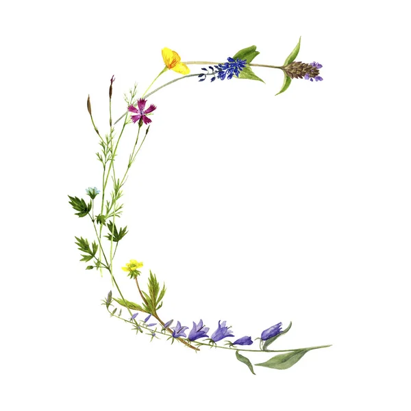 Floral aquarel letter C — Stockfoto