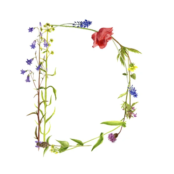Blommig akvarell bokstaven D — Stockfoto