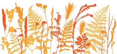 Yaprak ve bitki siluetleri ile şablonu