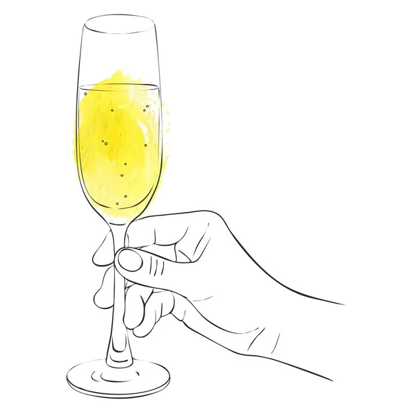 Şampanya ile el — Stok Vektör
